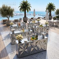 Comptoir de buffet portable en acier inoxydable avec finition miroir pour banquets, mariages, événements en plein air, locations de fêtes