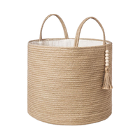 Panier de rangement tissé en corde de chanvre 16 "W X 13.8" L Organisateur de bac de décoration intérieure, parfait pour ranger les couvertures dans le salon/chambre à coucher