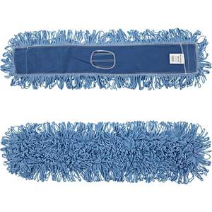 Kit de balai à poussière en microfibre Boardwalk HL365BSPC 36 x 5 60 pouces bleu/naturel à extrémité bouclée avec panier en plastique et manche en métal/bois de 60 pouces - Product Image 4