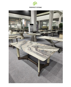 Mesa de comedor de mármol gris cuadrada personalizada, muebles de piedra de lujo para casas, hoteles, diseño de mármol elegante Premium - Product Image 1
