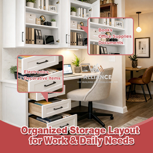 Gabinetes Modernos para Oficina en Casa Estilo Shaker |   Librería Blanca Personalizada y al por Mayor |   Gabinete de Estudio de Madera CARB-2 Resistente - Product Image 2