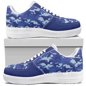 POD Custom Blue Camouflage <span class=keywords><strong>AF</strong></span> Low Top Leather Shoes Drop Shipping Casual Board Shoes Cómodos zapatos transpirables para hombres y mujeres - Product Image 1