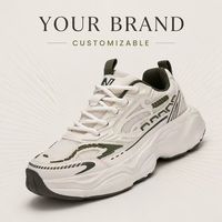 Baskets décontractées blanches et vertes en maille, style Dad Shoes, avec amorti, respirantes, pour automne/printemps/été, avec talon compensé