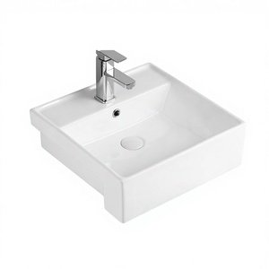 Lavabo de pared cuadrado SPYKER, lavabo de baño con un solo orificio, grifo cromado, diseño minimalista, acabado brillante - Product Image 3