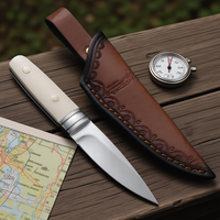 Couteau à fruits, couteau de barbecue, couteau de chasse à lame fixe en acier 3CR13 avec manche en résine OEM de haute qualité, étui en cuir de vachette pour camping en extérieur