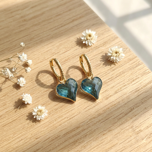 Women's Jewelry Briolette Cut Hydro <b>Quartz</b> Minimalist Hoops Brass 18k Gold Plated Designer <b>Heart</b> Gemstone Bezel Hoop Earrings - Product Image 6