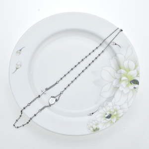Collier chapelet en acier inoxydable, collier de perles de boule, collier de chapelet religieux en acier inoxydable - Product Image 2
