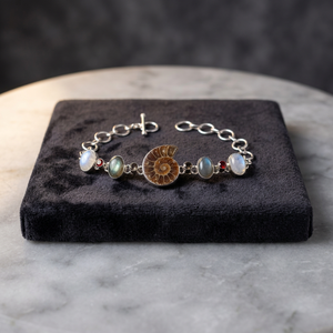925 Sterling Silver Brown Natural Ammonite Gemstone Irregular Shape Fine Classic Christian Anniversary Lovers Chain Link - Product Image 3