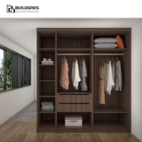 Armoire autoportante moderne Buildgres noire avec portes coulissantes, construction en bois durable, design élégant pour le rangement de la chambre