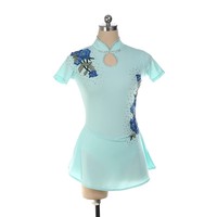 Robe de danse de patinage artistique sur glace pour filles Performance Wear Costume chinois Mulan pour la compétition Strass Spandex Robe latine