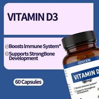 Vitamine D3 500mg Capsules pour Adultes - Renforce le Système Immunitaire Favorise le Développement Osseux 2 Capsules par Portion 60 Capsules au Récipient