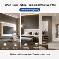 Panneau mural et de plafond en PVC rainuré sur mesure OEM, imitation bois avec bande dorée, pour la décoration intérieure d'hôtels et de maisons