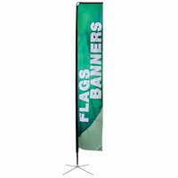 Drapeau de plage personnalisé de forme rectangulaire à l'extérieur utilisant le drapeau en polyester tricoté publicitaire promotionnel