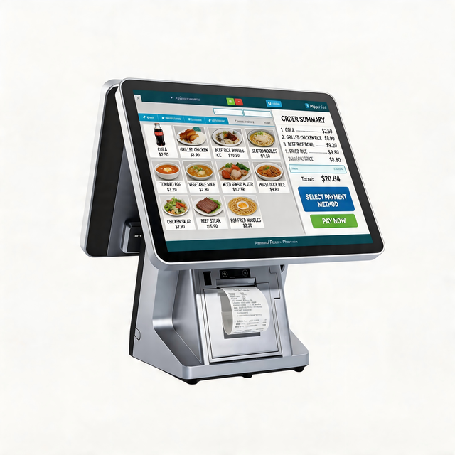 15.6 Inch Dual Screen All-in-One POS Android PC Tablet with Intel I5 and SSD Storage for Restaurant