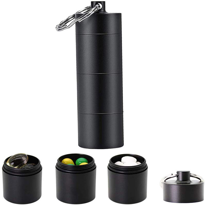 Портативные футляры для таблеток, металлические карманные футляры для таблеток брелок для кошелька для путешествий, 3 отсека водонепроницаемый ежедневный контейнер для таблеток