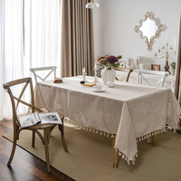 Nouveau Style infroissable Anti-décoloration nappe gland carré intérieur et extérieur Table à manger couverture coton lin nappe
