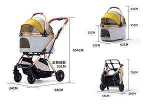 Poussette pour animaux de compagnie rose argentée avec 4 roues, panier en maille respirante pour petits animaux, utilisable toute l'année - Product Image 5