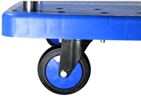 Chariot de table en plastique industriel avec garde-corps, roues pivotantes à 360 degrés, capacité de 400 kg, entièrement silencieux, main courante double couche, 35,5 pouces X