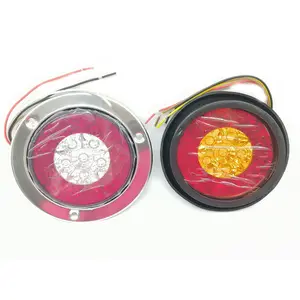 4Inch Round Led Amber Red Taillights 16 Led 12V Stop Brake Running Reverse Backup Light Truck用のウインカー