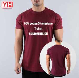 Camiseta ajustada de compresión para correr con logotipo privado personalizado 180g 95% algodón 5% Spandex <span class=keywords><strong>elastano</strong></span> ajustada camiseta lisa en blanco - Product Image 1
