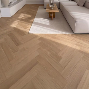 Parquet en bois d'ingénierie à chevrons de 16 mm en chêne blanc multicouche CE, qualité AB, durable, avec joint mâle et femelle, pour salle à manger - Product Image 1