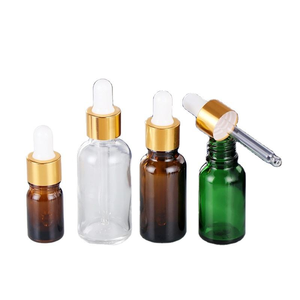 Transparent Glass Serum Hair Oil <b>Bottle</b> with Gold Dropper Screen Printing <b>5ml</b>-100ml Sizes for Essential Oil & Cosmetic Use - Product Image 2