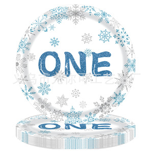 Kit de Fournitures de Fête Hiver One Derland Bleu Flocon de Neige Argenté – Vaisselle Jetable Assiettes Serviettes Gobelets Couverts pour Anniversaire - Product Image 3