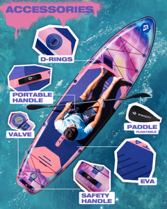 Weihai Manufacture New Arrival Inflatable Sup Paddle Board 35'' Extra Wide Standup With Heat Sealing Technology SC12/2 Customiza - Product Image 6