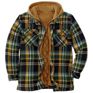 Produit vendu à chaud vêtements pour hommes automne et hiver <span class=keywords><strong>manteau</strong></span> rembourré en coton épaissi <span class=keywords><strong>manteau</strong></span> à capuche à manches longues à carreaux pour hommes - Product Image 4