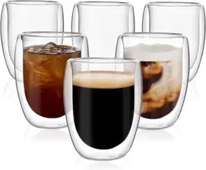 Clear Insulated Coffee Mug For Latte Cappuccino Coffee Cups Double Walled Glass Coffee Mugs