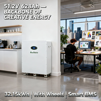 Baterai LiFePO4 32kWh 51.2V 48V 628Ah untuk Sistem Energi Surya Tipe Berdiri Lantai dengan Roda