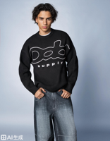 Pull ras du cou pour homme imprimé et respirant, avec poignets côtelés, broderie tricotée, offre ODM