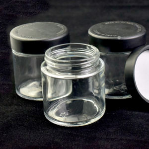 Tarro de vidrio esmerilado naranja de boca ancha de 1oz, 2oz, 3oz, 4oz a prueba de olores para almacenamiento de flores con tapa a prueba de niños - Product Image 1