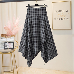 <span class=keywords><strong>Jupe</strong></span> midi trapèze d'été pour femme, motif écossais noir et <span class=keywords><strong>gris</strong></span>, design asymétrique, style décontracté, taille naturelle, petite <span class=keywords><strong>jupe</strong></span> écossaisée élégante - Product Image 3