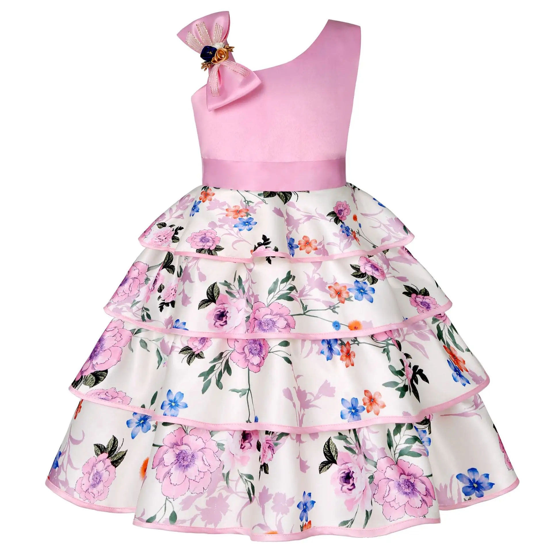 מכירה לוהטת תינוק בנות <span class=keywords><strong>שמלות</strong></span> סיטונאי קיץ ילדי בגדים חדש תינוקת מסיבת כותנה מודפס נסיכת בנות שמלה