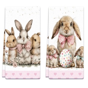 Easter Bunny Printed Kitchen <b>Towels</b> 45x66cm <b>Microfiber</b> Dishcloths Decorative Tea <b>Towels</b> Set Of 2 - Product Image 2