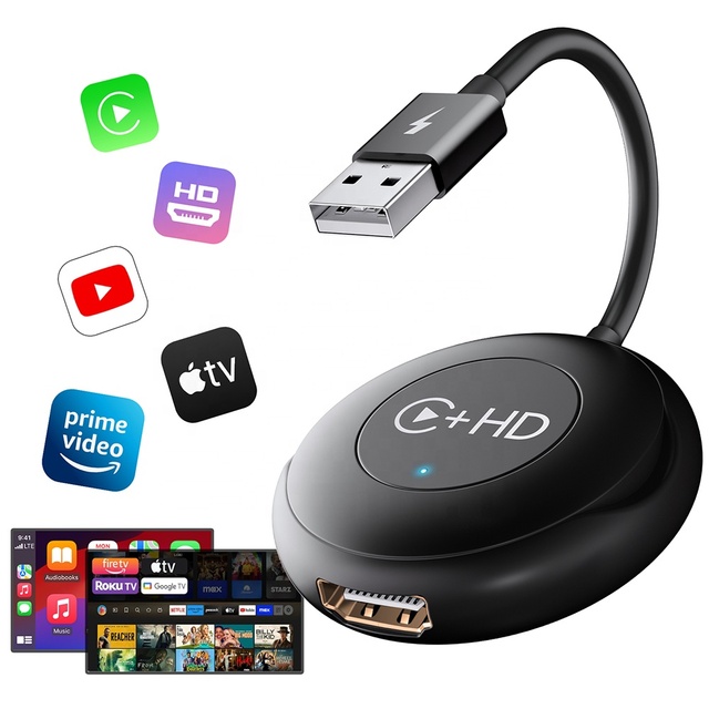 Wireless CarPlay With HDMl Multimedia Adapter Car TV Mate Converter for Fire/Google TV Sticks Wired to Wireless CarPlay