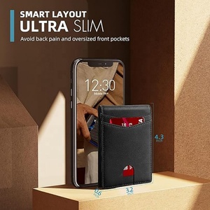 Men's Genuine Leather Short <b>Wallet</b> <b>RFID</b> Blocking Slim Minimalist Front Pocket Bifold <b>Wallets</b> for Men Stylish Card Case - Product Image 3