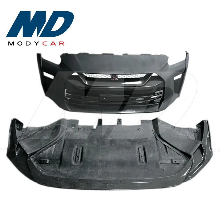 Top Secret Style Half Carbon Fiber Front Bumper For 2008-2016 Nissan GTR R35