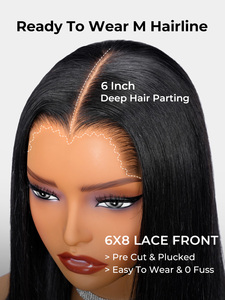 Ready to Go M Hairline Straight 6x8 Lace Front Wig avec cordon de serrage <span class=keywords><strong>Alipearl</strong></span> Widow's Peak Pre Cut & Plucked Beginner Friendly - Product Image 4