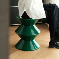 Tabouret rond en plastique pour décoration de salon avec sablier Design créatif pour la maison tabouret de salon