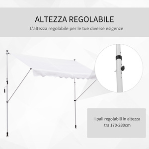 Outsunny 3x1,5 m Brazo Toldo con Manivela y Estructura Telescópica, Blanco - Product Image 5