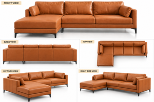 Sofá Seccional Modular de Cuero Genuino de Lujo para Interiores de Hogares Modernos, Configuración en Forma de L, Asientos Espaciosos en Esquina, Premium - Product Image 3