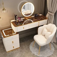 Coiffeuse intelligente moderne avec miroir LED, ensemble de coiffeuse avec miroir, table de maquillage, application pour la beauté, chambre à coucher, vente en gros