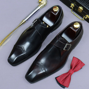 New style snap-button business formal leather shoes for men, genuine cowhide, Korean-style trendy leather, English-style men's s - Product Image 3