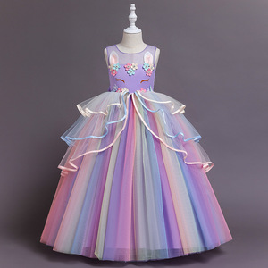Vestido de <span class=keywords><strong>Unicornio</strong></span> <span class=keywords><strong>para</strong></span> <span class=keywords><strong>Niñas</strong></span> |   Vestido Largo de Satén con Malla <span class=keywords><strong>para</strong></span> Niña, <span class=keywords><strong>para</strong></span> Fiestas |   ODM Personalizado al por Mayor - Product Image 4