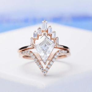 Women's <b>925</b> <b>Silver</b> Geometric Cocktail <b>Ring</b> With Natural Moss Agate And Baguette Diamond Pave Setting Luxury Engagement Style - Product Image 4