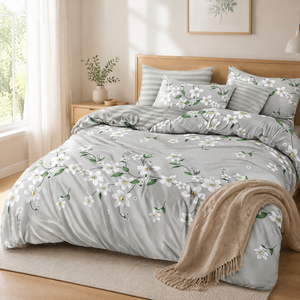 Juego de Ropa de Cama Floral Gris Elegante, Disponible en Polonia, Funda de Edredón de Poliéster 160x200 200x220cm, Envío Directo desde la UE - Product Image 4