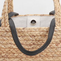 Grand sac fourre-tout décontracté unisexe en paille naturelle tressée avec fermoir à fermoirs et deux poignées, style féminin, personnalisable