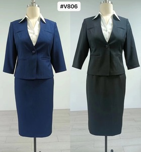 Tenues de travail traditionnelles pour femmes, robes de bureau formelles à silhouette crayon pour l'automne, avec boutons et perles, 2021 - Product Image 6